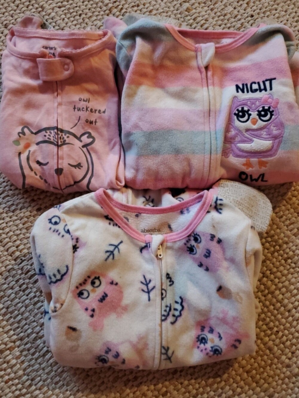 3-Pack 3T Pink Owl Kids Pajamas Sleeper Set